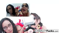 play Brunette Lesbian Pornstar Charley Chase in Intimate Dildo Scene