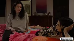play Busty Brunette Gets Fucked by TS Siblings in Lingerie